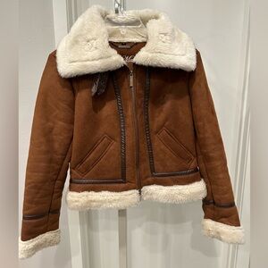 Steve Madden Brown and Cream Bomber Jacket